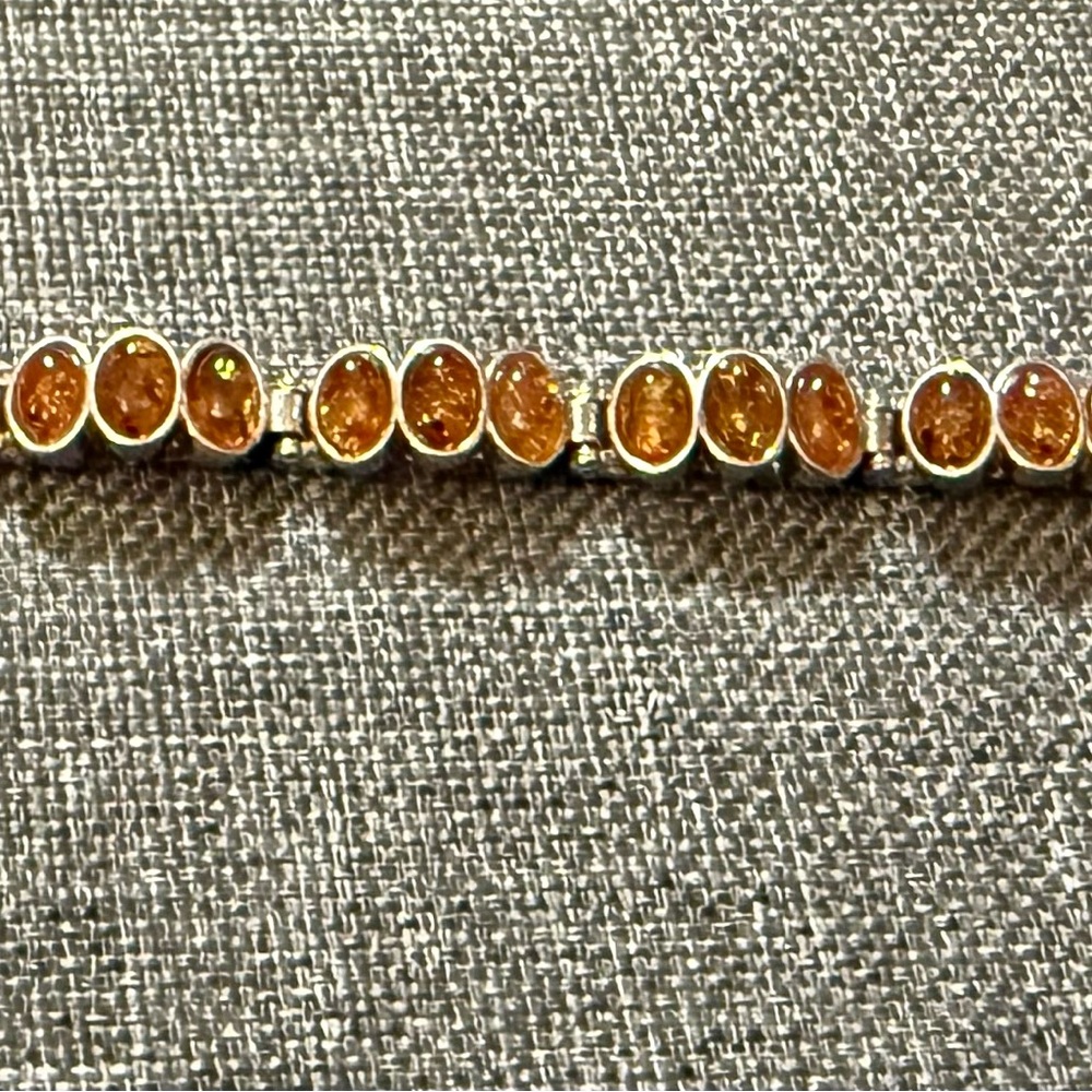 Sterling Silver and Amber Gemstone Bracelet